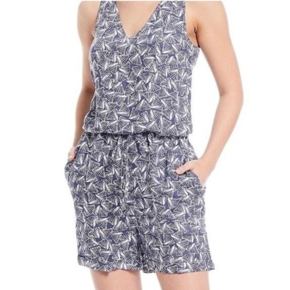 Joules Celeste Seashell Linen Blend Romper Size 2 Resort Coastal Beachy Nautical